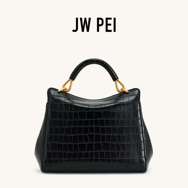 Sac à main JW PEI Lucia en cuir végétalien motif crocodile de luxe avec fermoir rotatif pour femme