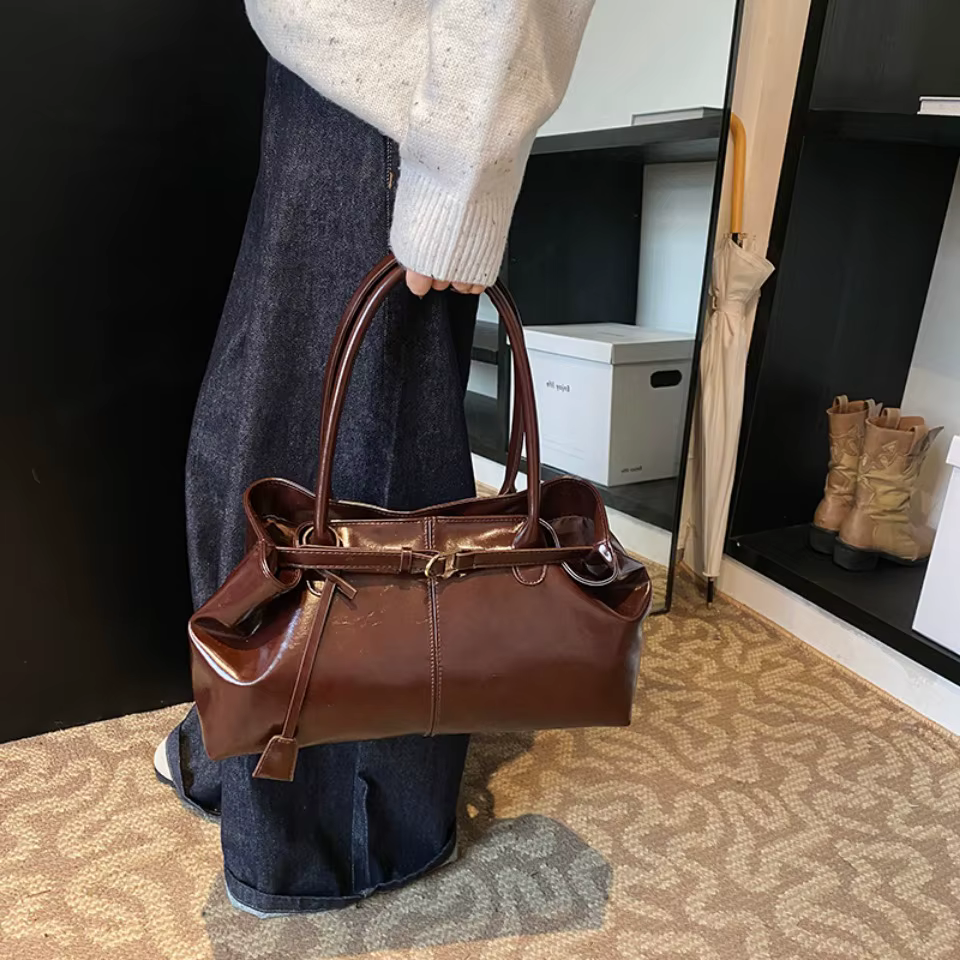 Sac à main Hobo en cuir PU huilé