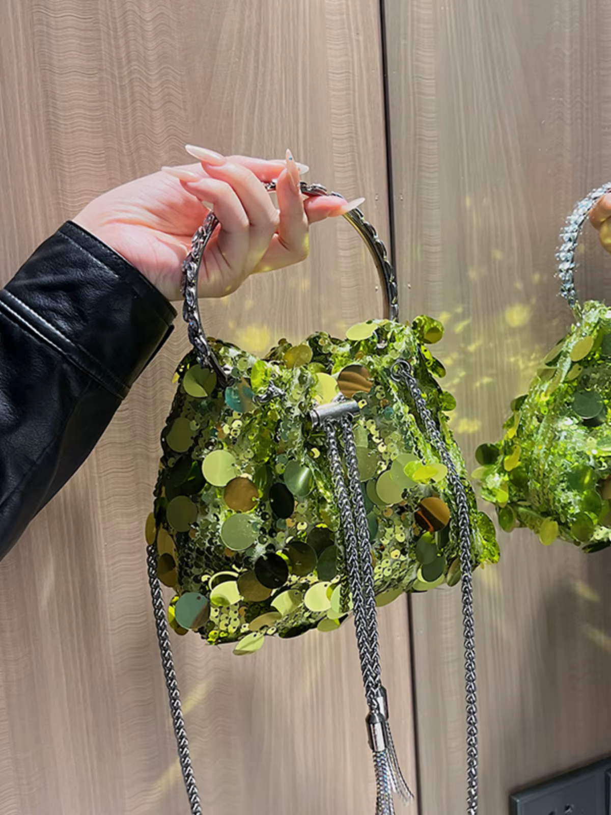 JOTassel-Sac à bandoulière à paillettes pour femme