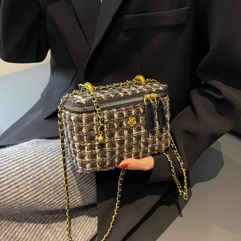Mini sac à bandoulière en tissu à chaîne pour femmes