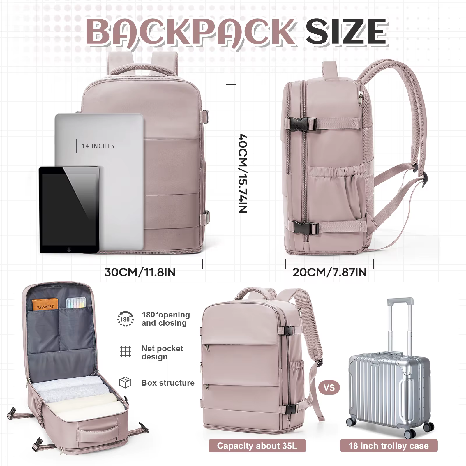 Ryanair 40x30x20 sac à dos de voyage Wizzair sac de cabine unisexe femmes hommes sac à dos pour ordinateur portable en plein air étudiant école sac à dos sac sous vide