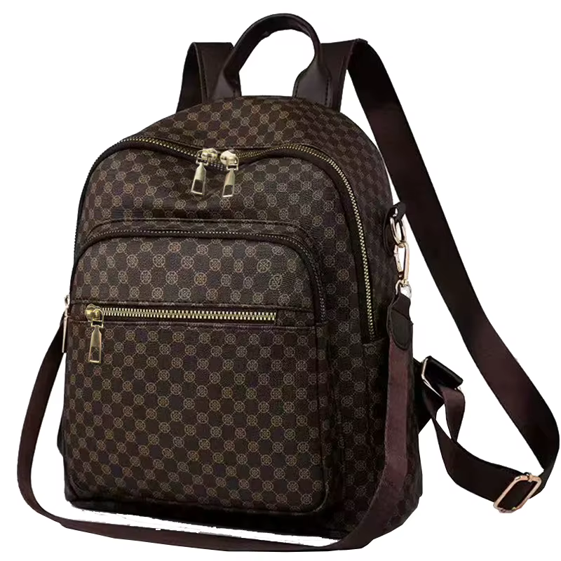 Sac à dos en PU à motif quadrillé pour usage quotidien