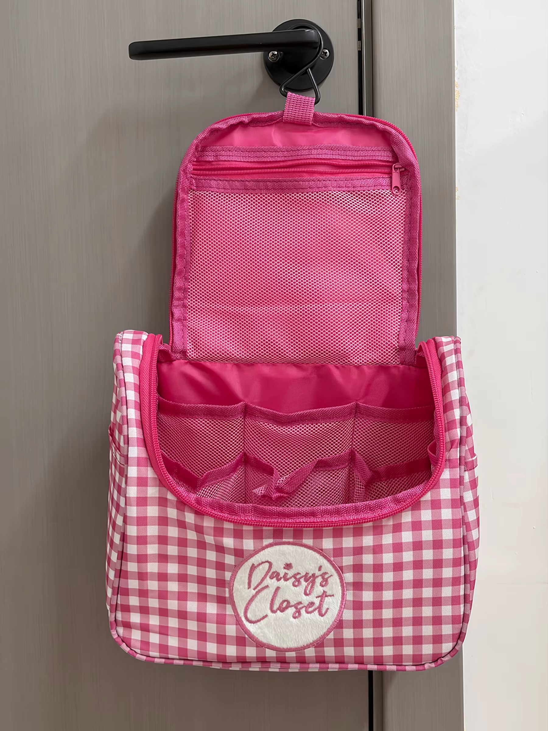 Pochette de maquillage Airfriend à motif quadrillé, sac de voyage matelassé pour organiser les cosmétiques, trousse de toilette de luxe pour femmes, vente en gros