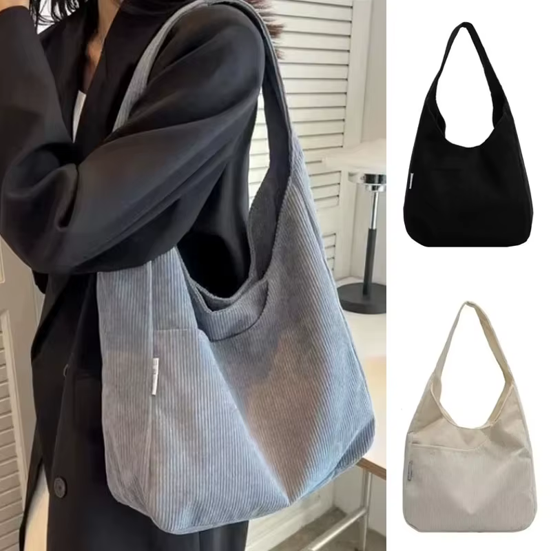 Toile épaule femmes sac fourre-tout velours côtelé Simple décontracté grande capacité sacs à main de créateur