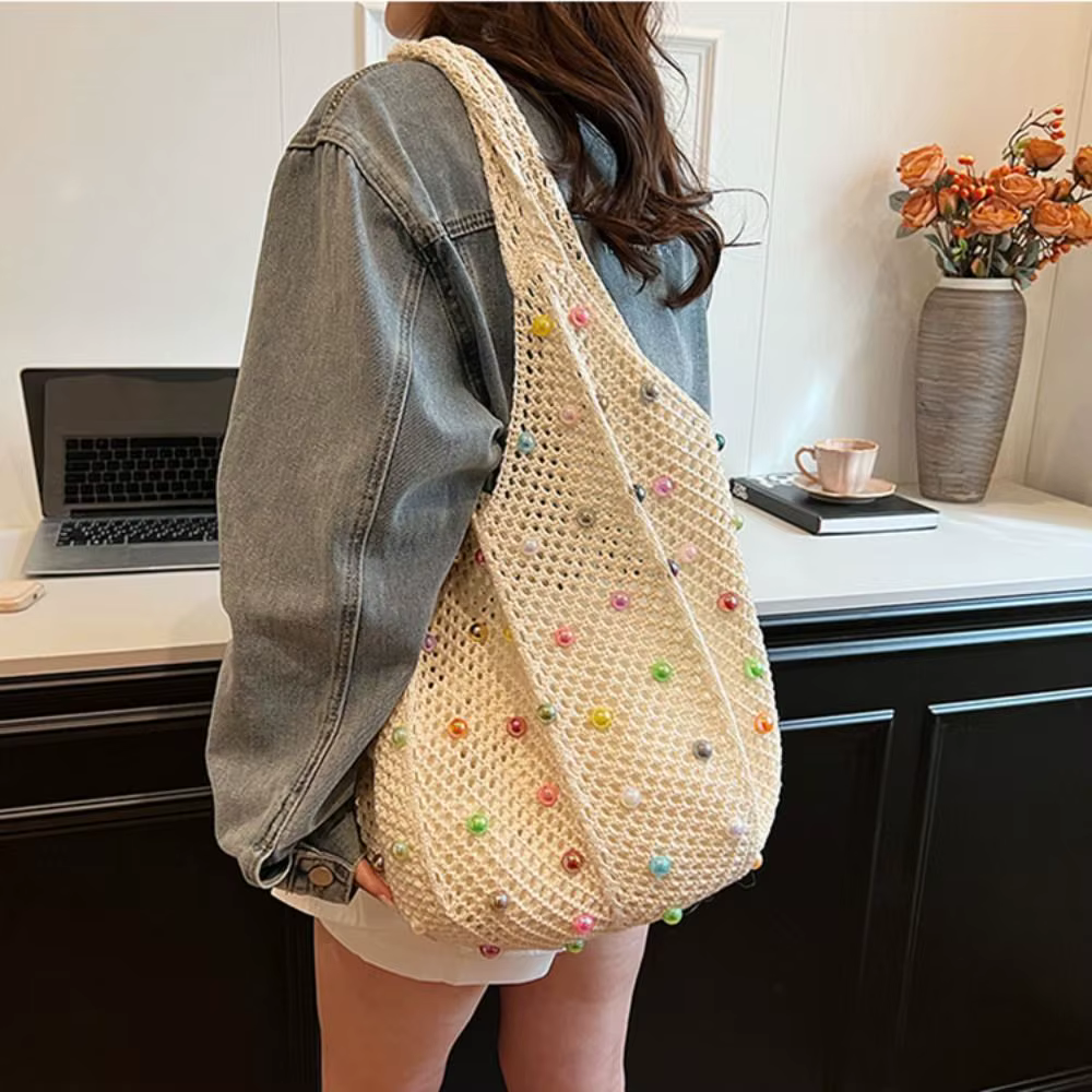 Sac fourre-tout de plage en crochet Boho