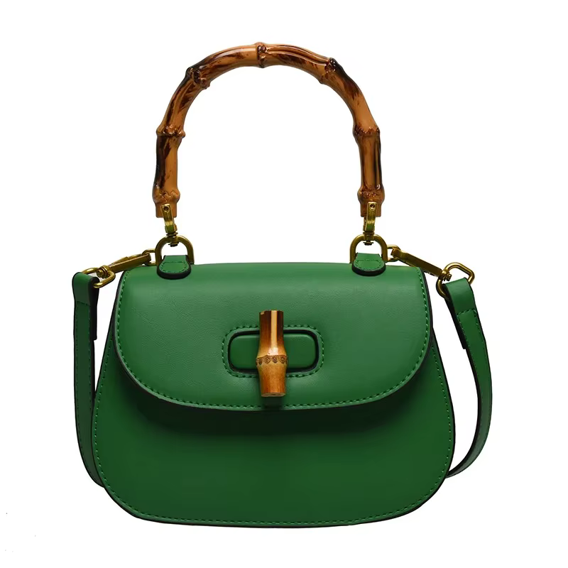 Sac de selle Chic à poignée en bambou pour femmes