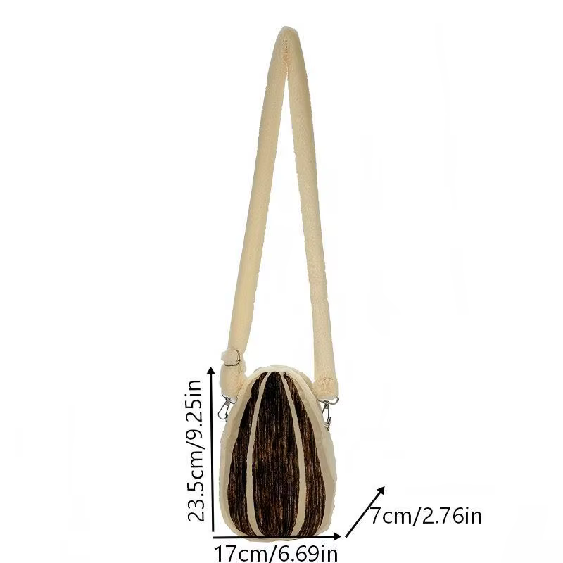 Sac bandoulière en peluche en forme de grain de tournesol
