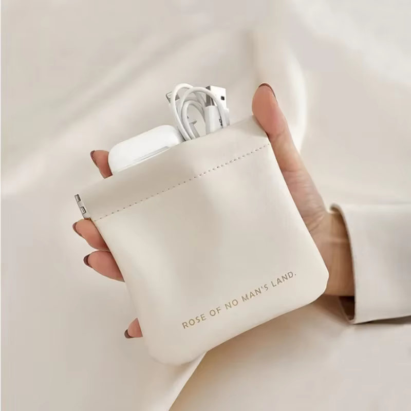 Mini sac de rangement de maquillage en cuir PU Simple pour rouge à lèvres