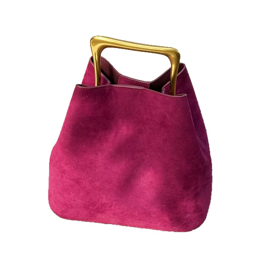 Véritable daim cuir femmes épaule bandoulière seau sac de luxe concepteur Ladeis petit sac à main pour femme peau de