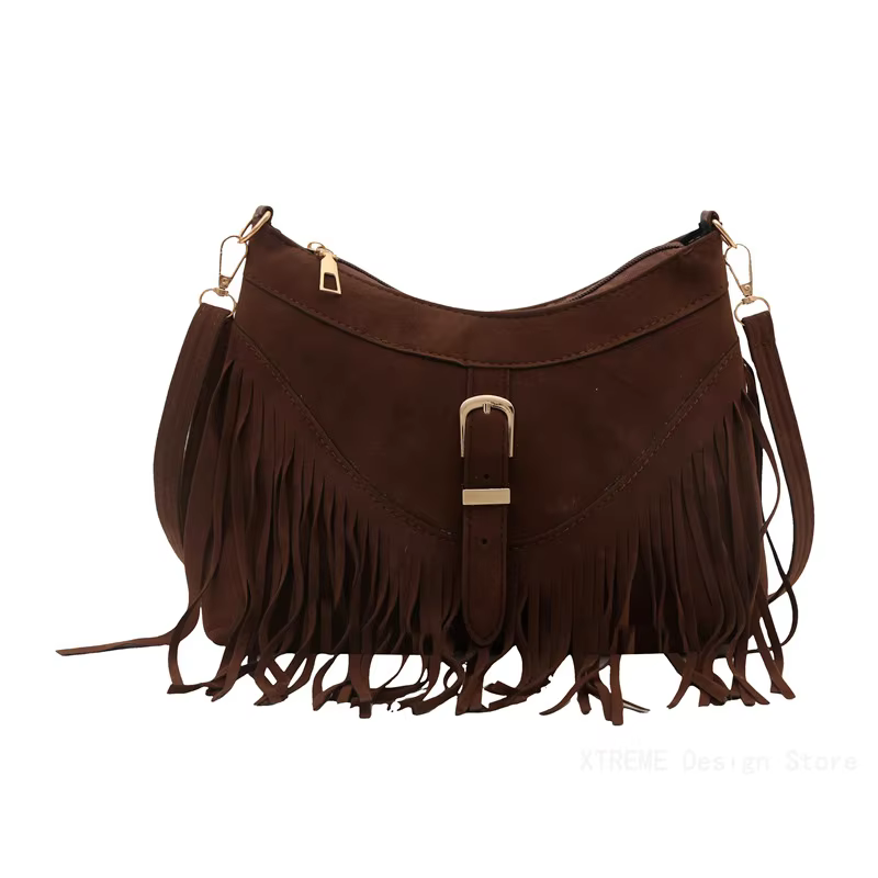 Sac à bandoulière rétro à franges pour femmes