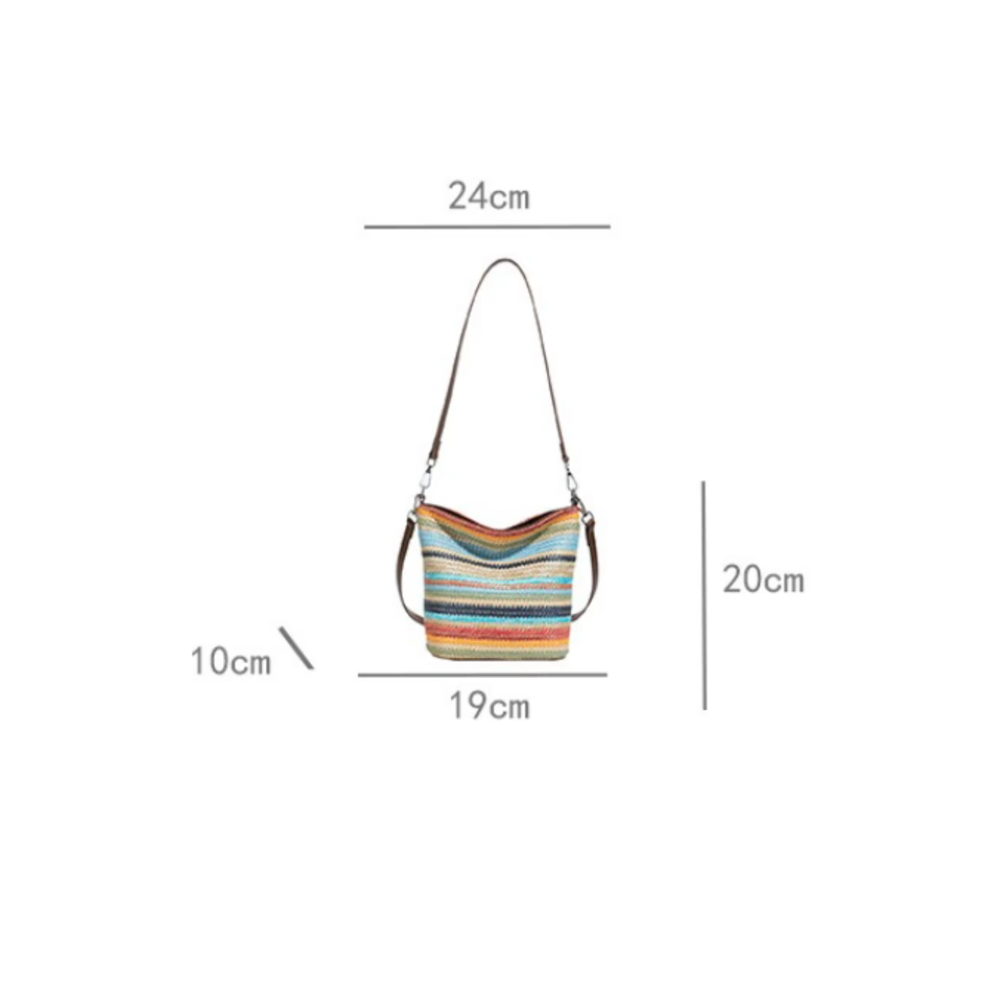 Sac fourre-tout rayé coloré en stock avec poignée supérieure en cuir