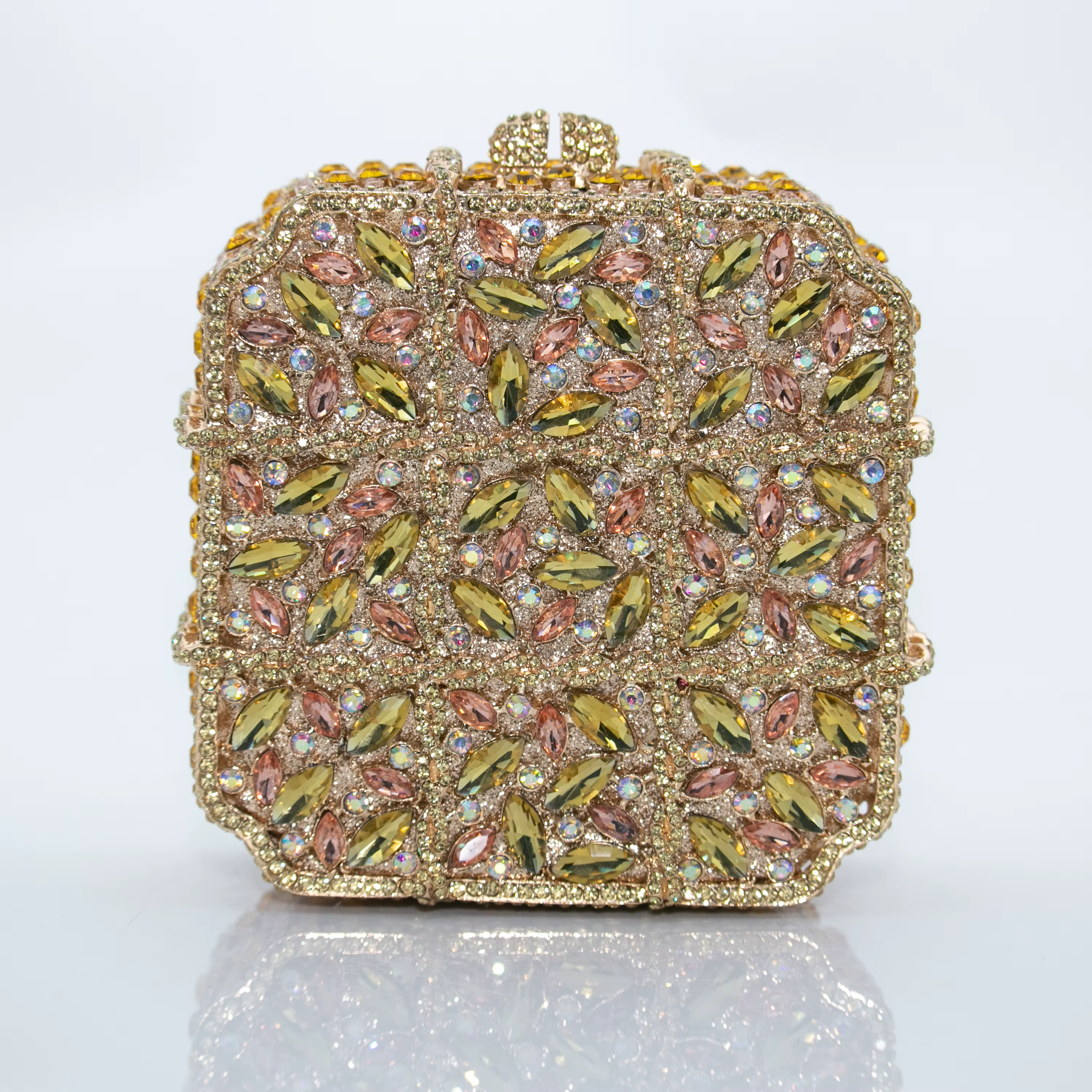 Pochette de luxe florale en cristal