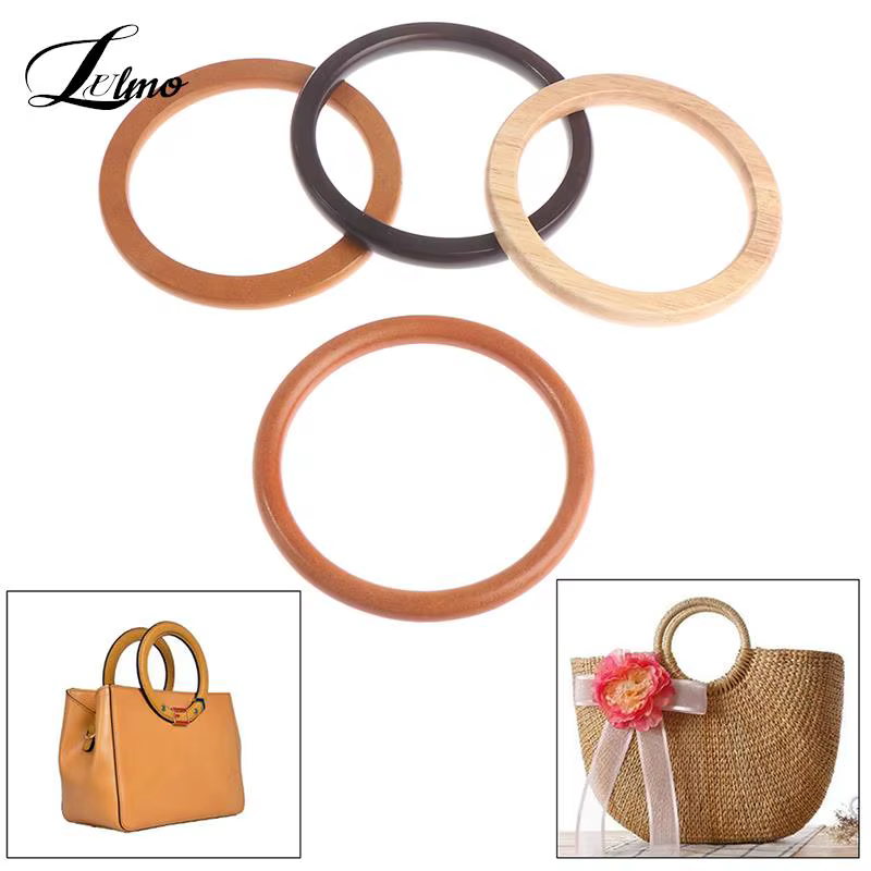 Poignée de Sac Ronde en Bois, Accessoire de Racine, Circulaire, Environnemental