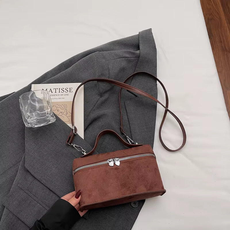 Sac à bandoulière rétro en daim pour femmes