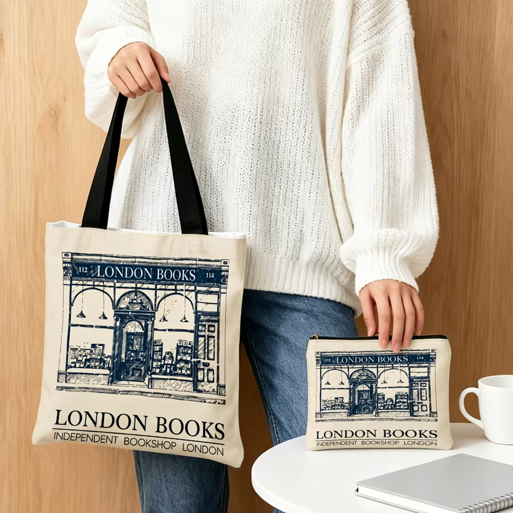 Sac fourre-tout chic et décontracté avec imprimé livres de Londres