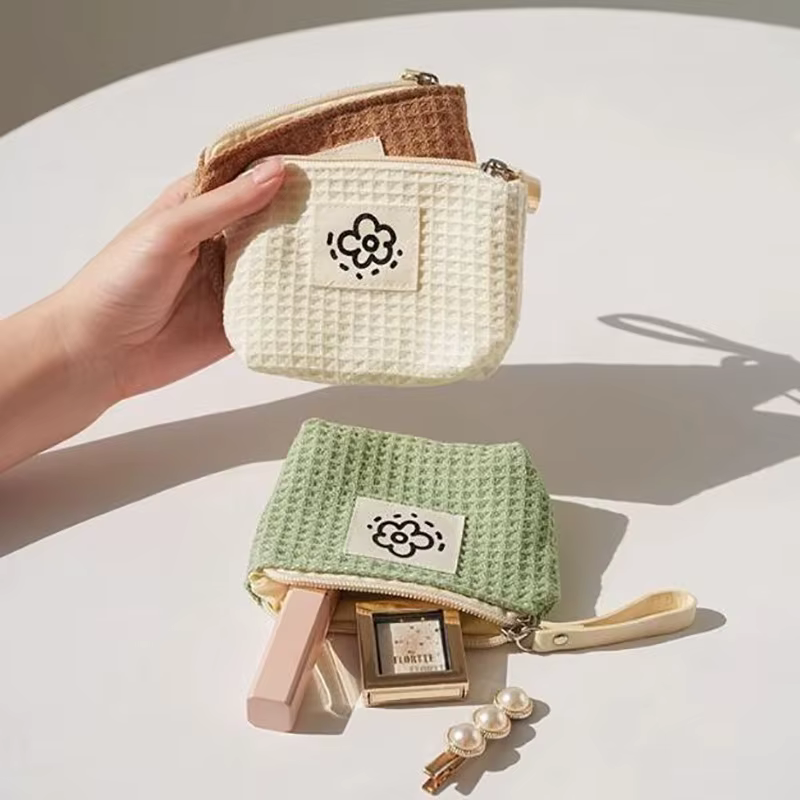 Petit sac de maquillage vert Matcha pour femmes