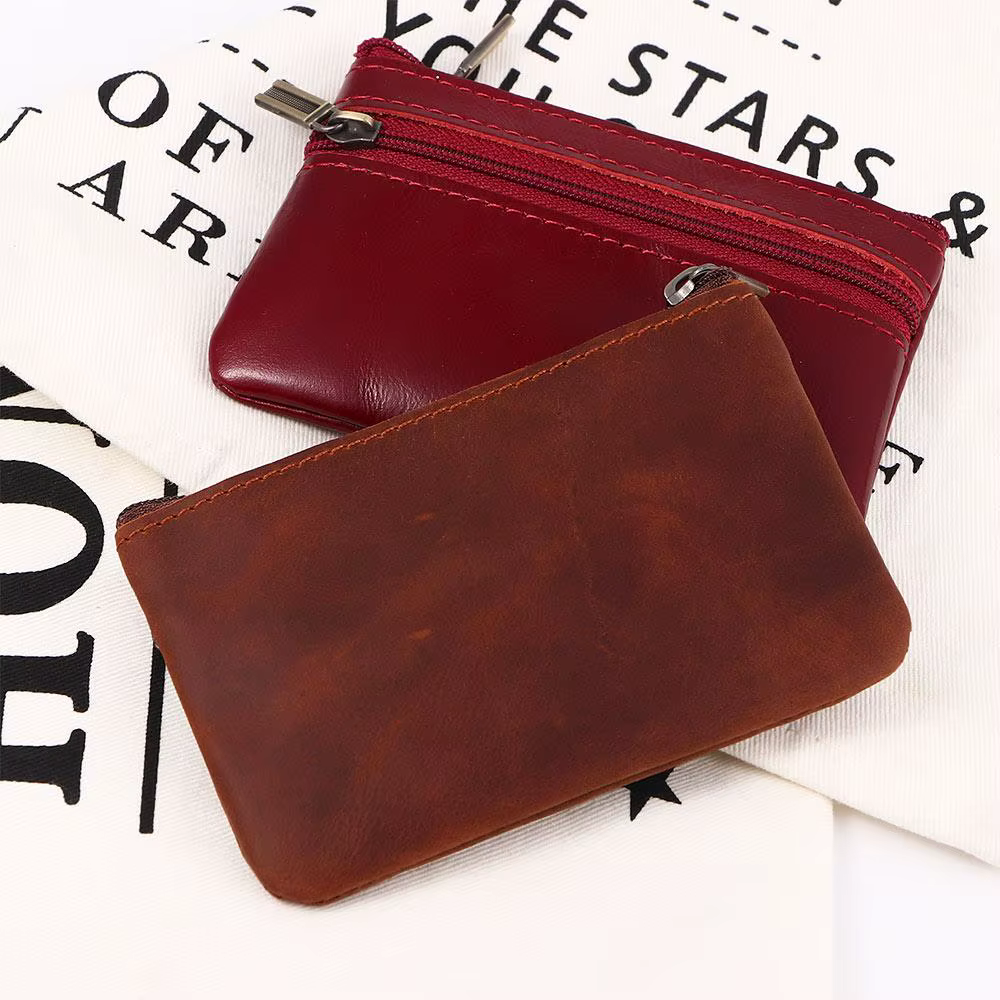 Mini Portefeuille en Cuir de Vachette Crazy Horse pour Femme