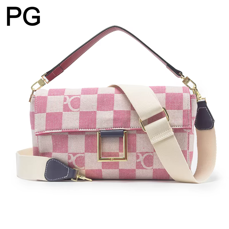 Sac à bandoulière en jean à motif damier PG Luxury pour femme