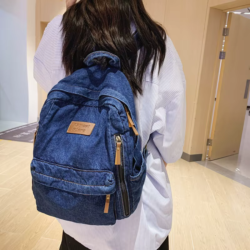 Denim mode sacs à dos pour l'école tendance étudiant jean sac Multi poches grande capacité sac à dos Mochila De Escola Feminina 2023