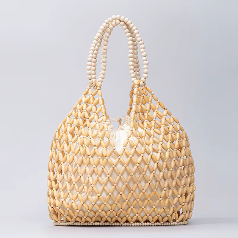 Sac à main en perles de bois tissé à la main pour femmes
