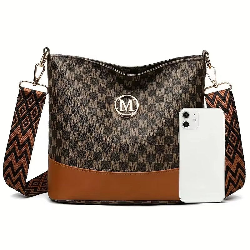 Sac à bandoulière élégant pour femme avec badge « M »