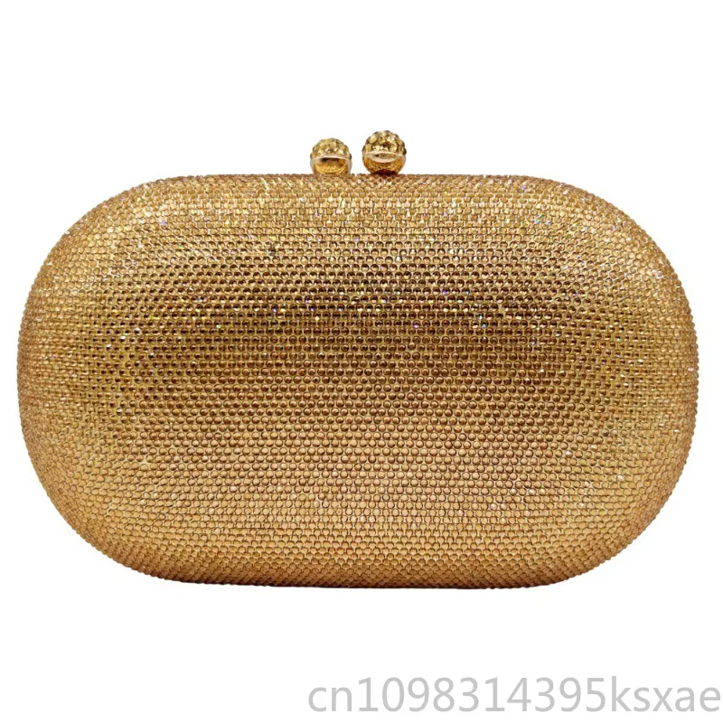 Pochette de soirée en cristal et strass avec chaîne