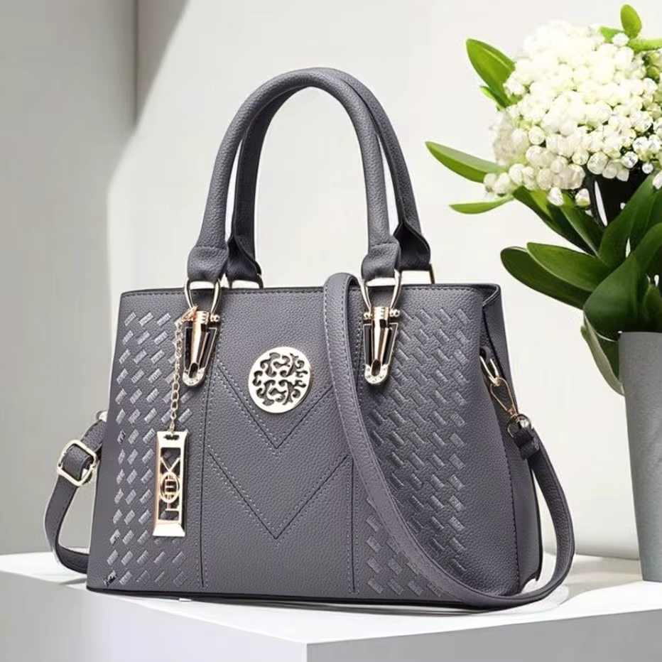 Sac fourre-tout en simili cuir gaufré à points en V pour femme