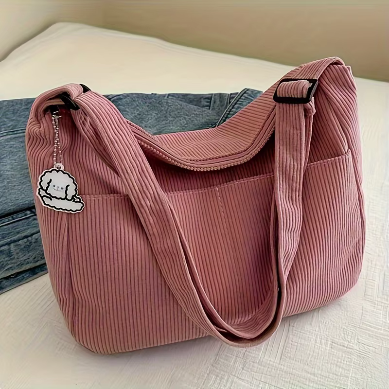 Sac à bandoulière en velours côtelé pour femmes
