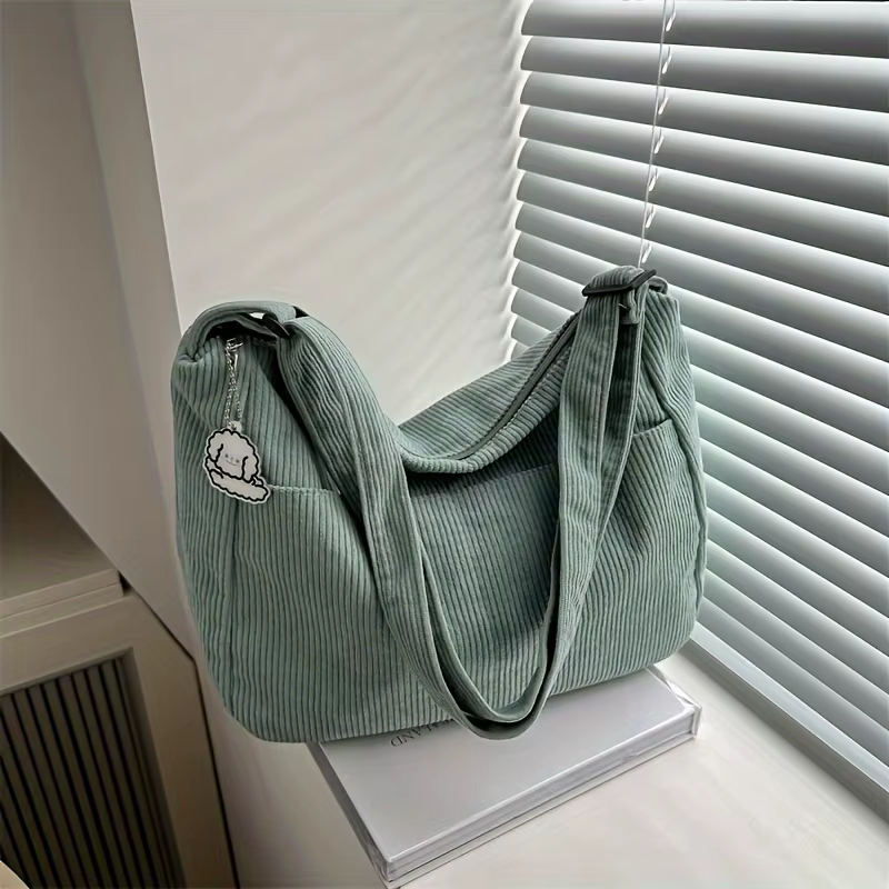 Sac à bandoulière en velours côtelé pour femmes