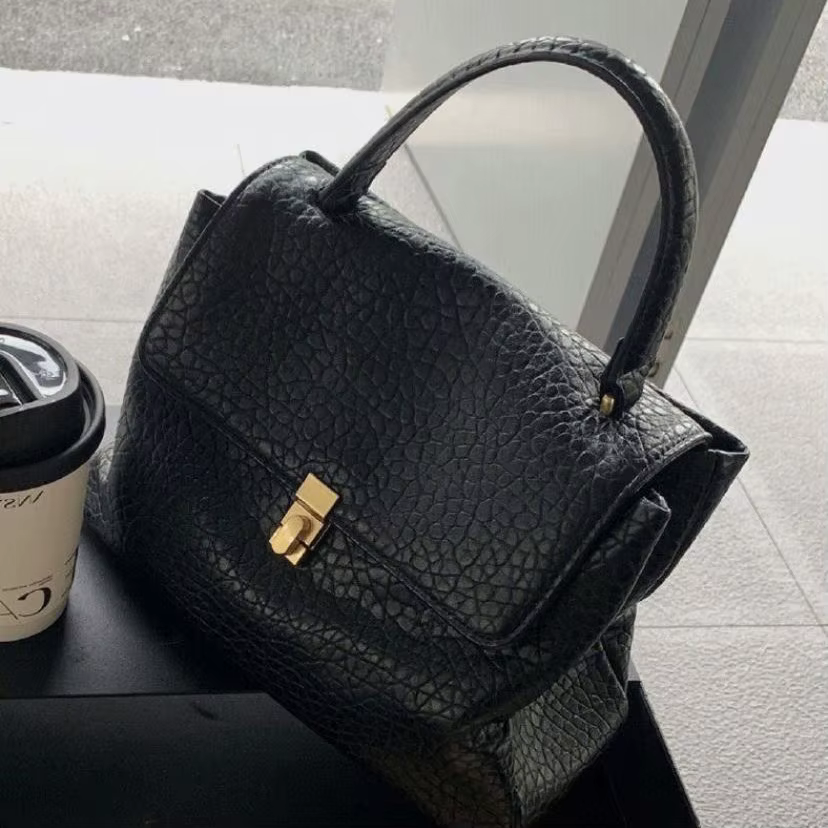 Sac fourre-tout en cuir véritable, sac à main minimaliste, sac de navetteur, sac à bandoulière et sac croisé, nouveau style, motif Litchi, vente chaude de la saison
