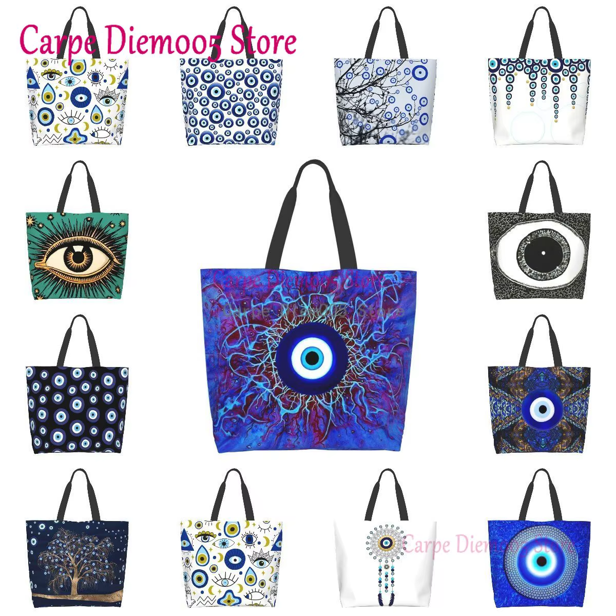 Sac porte-bonheur bleu marine et Aqua Nazar Evil Eye pour femme