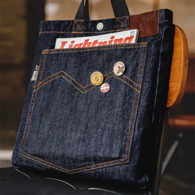 Maden unisexe rétro 14oz Denim sacs simple épaule