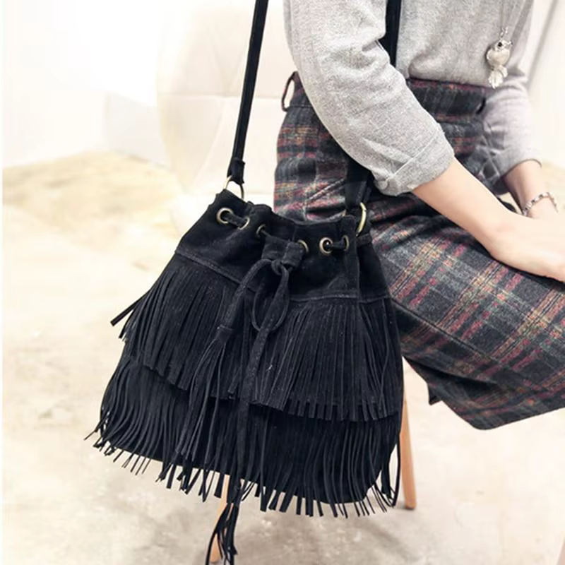 Sac à main à franges en daim pour femmes
