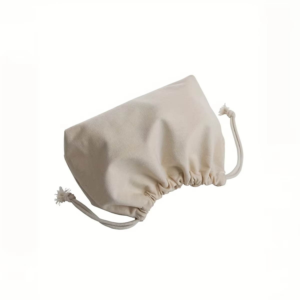 1 sac de rangement beige en polyester à double cordon de serrage - un accessoire décontracté et un sac organisateur de cosmétiques avec fermeture sécurisée