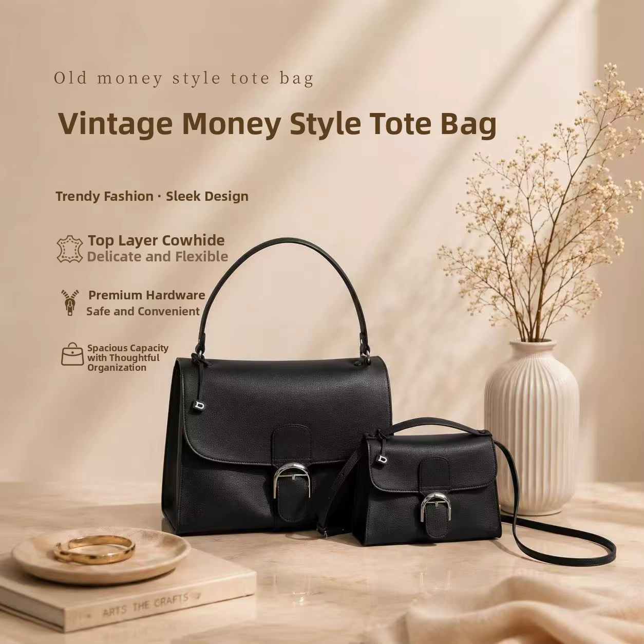 Sac à main en cuir brillant taille L