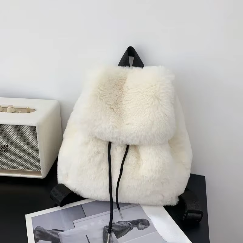 Sac à Dos Solide en Fausse Fourrure pour Femme et Fille