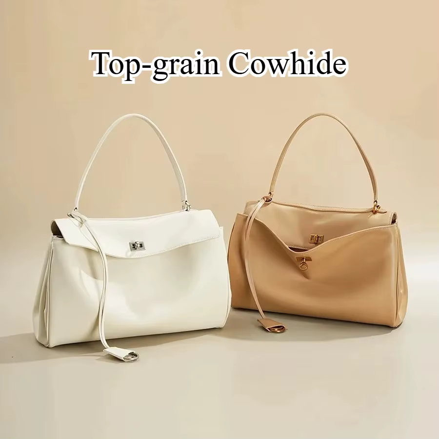 Sac fourre-tout en cuir véritable avec fermeture à boucle