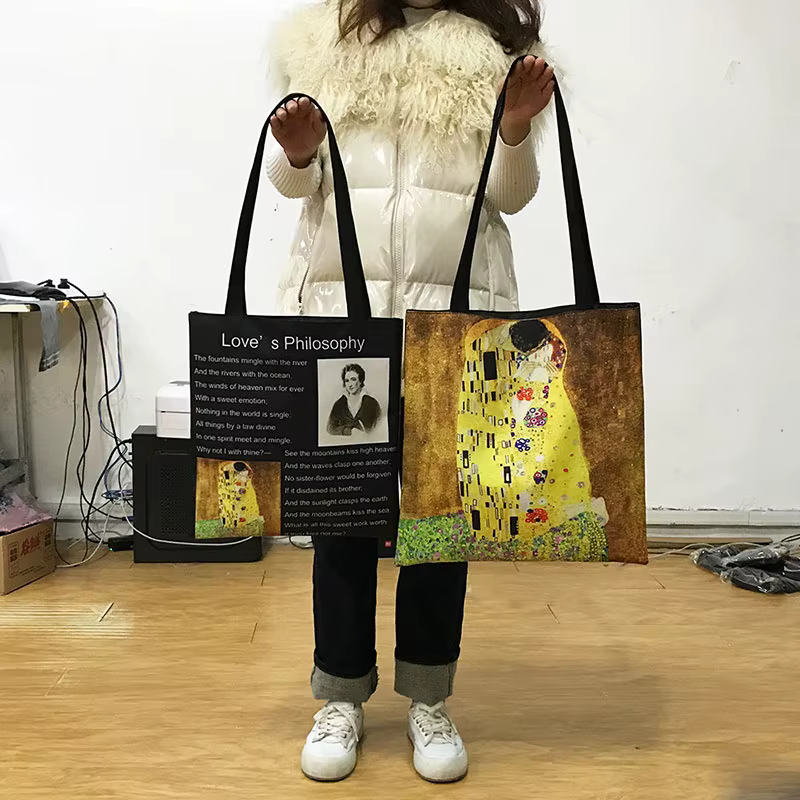 Sac fourre-tout en toile réutilisable pour femme