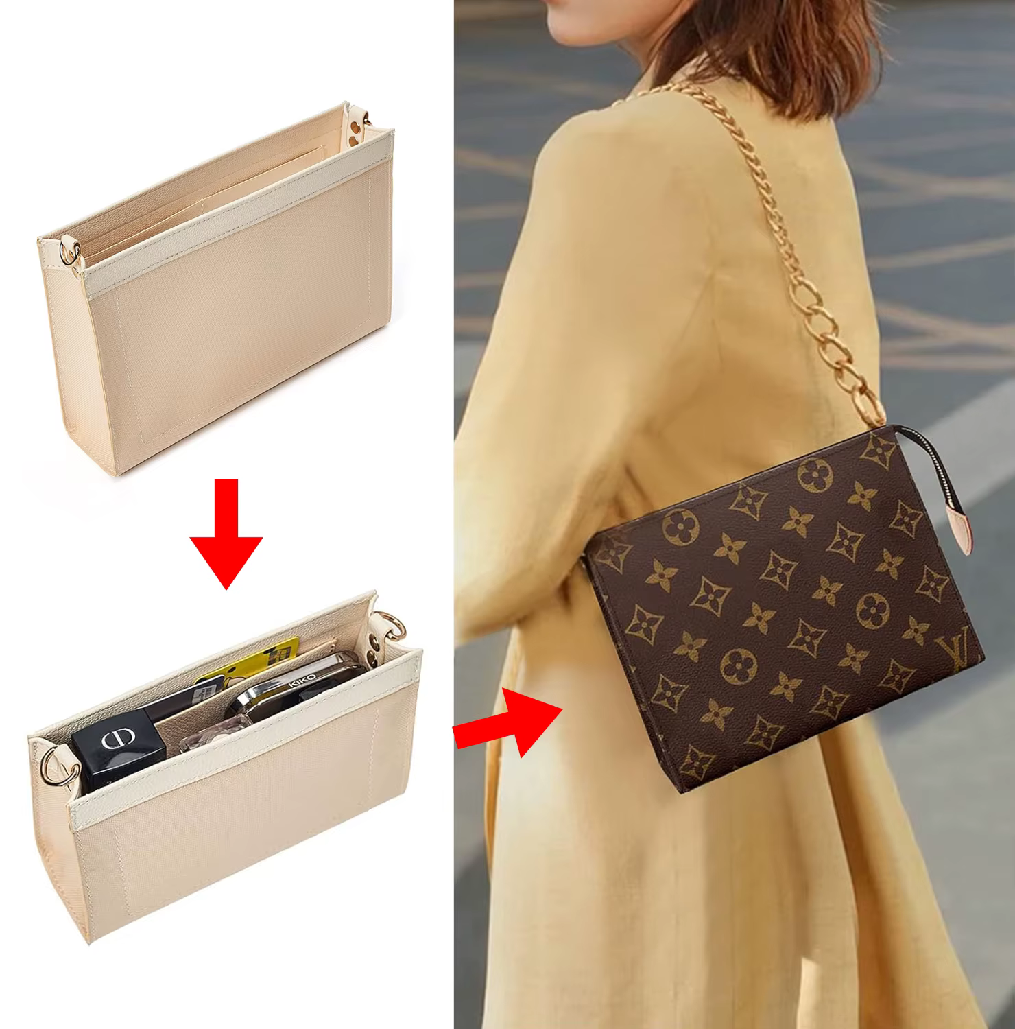 Organisateur de sac à main compatible avec la trousse de toilette LV 26/19