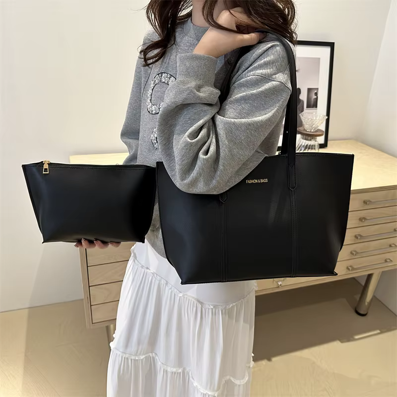 Ensemble de sacs fourre-tout vintage en similicuir avec pochette zippée