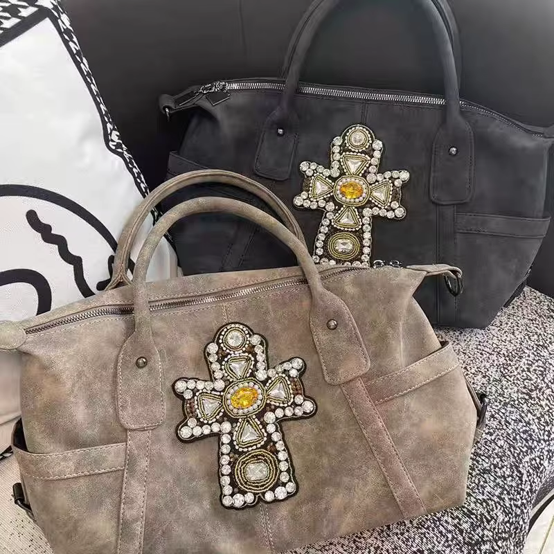 JIAERDI Vintage sous-culture croix fourre-tout sac à bandoulière femmes filles chaudes grande capacité Y2k sac à main dames Harajuku automne portefeuille nouveau