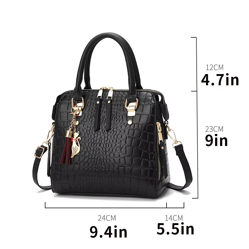 Luxueux sac à main fourre-tout en relief crocodile – Sac