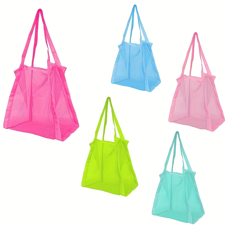 Sac de courses à main de couleur unie de grande capacité