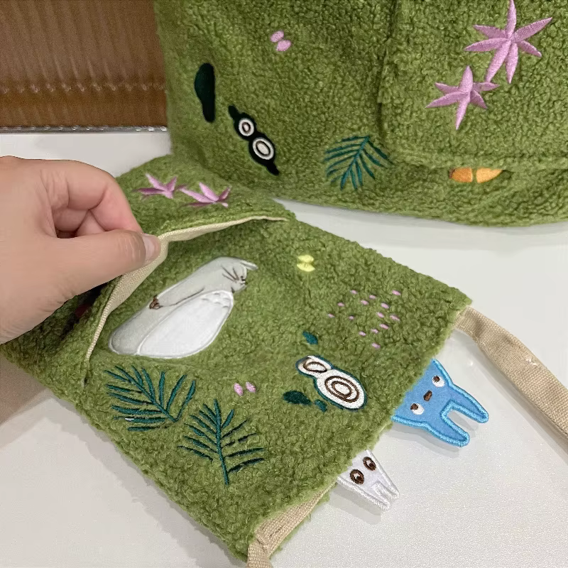 Nouveau chat de dessin animé brodé agneau en peluche une épaule sac à main mignon parc limité sac de messager sac de téléphone portable