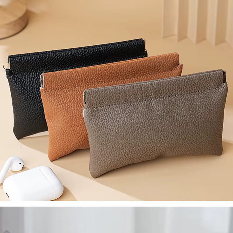 Pochette de rangement automatique en PU grain litchi
