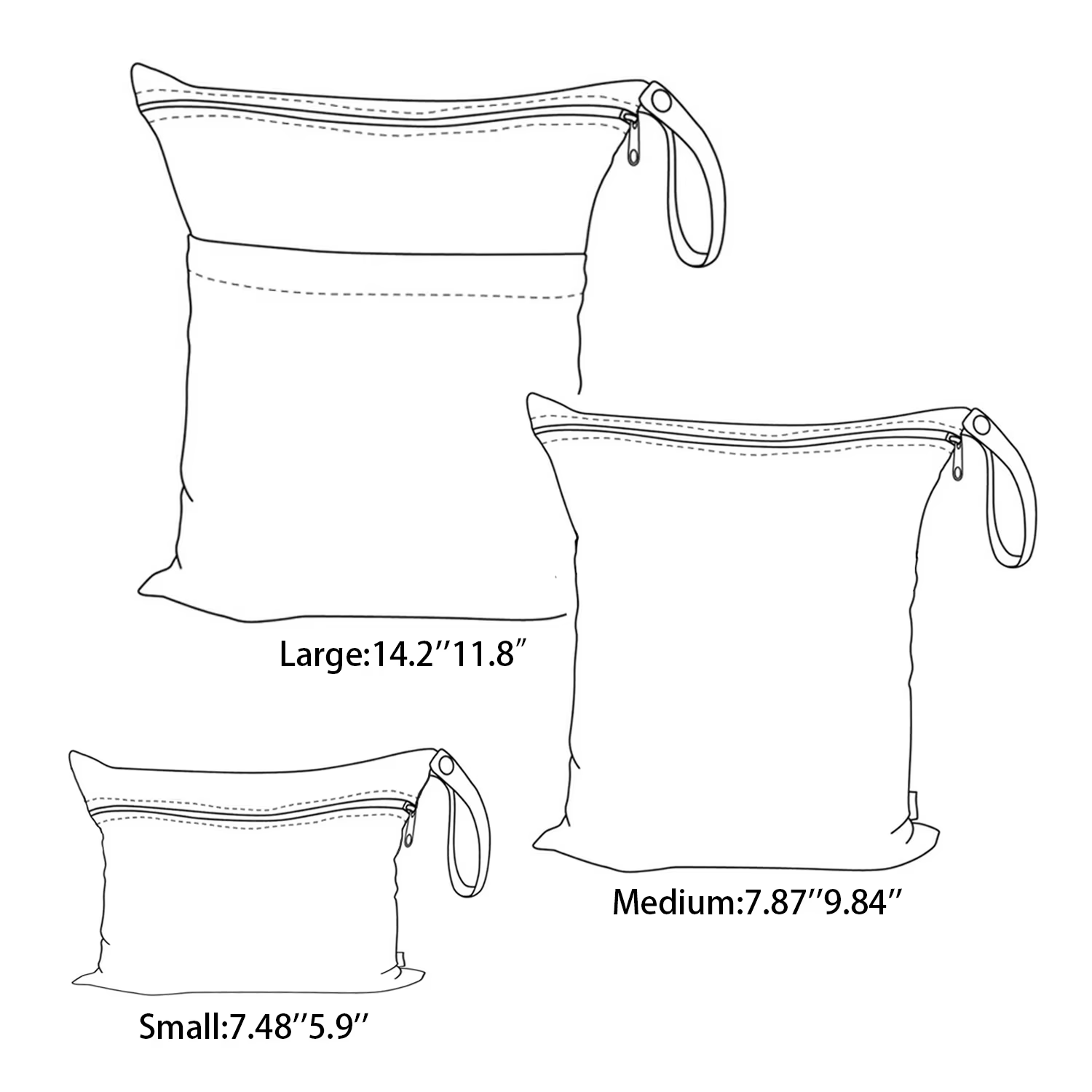 ALVABABY 3 pièces sac sec et humide pour couches portables imperméable réutilisable avec poche zippée