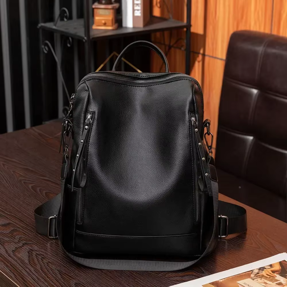 Sac à dos de marque en cuir véritable pour femmes, nouvelle mode voyage, sacs d'école de haute qualité, Sac à bandoulière décontracté, 2023
