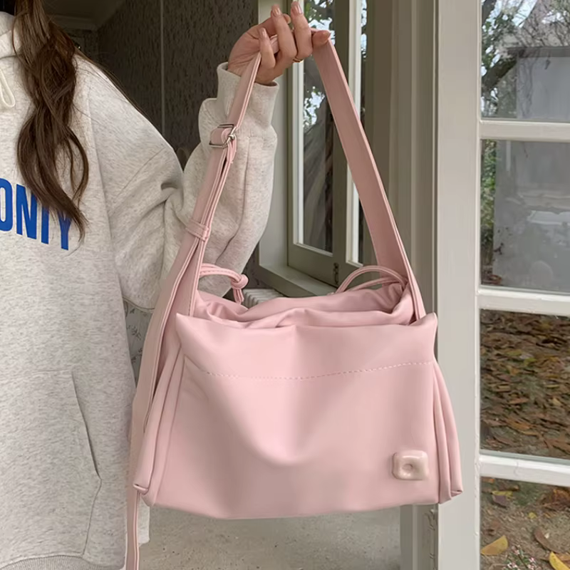 Sacs à bandoulière roses en cuir Pu souple pour femmes