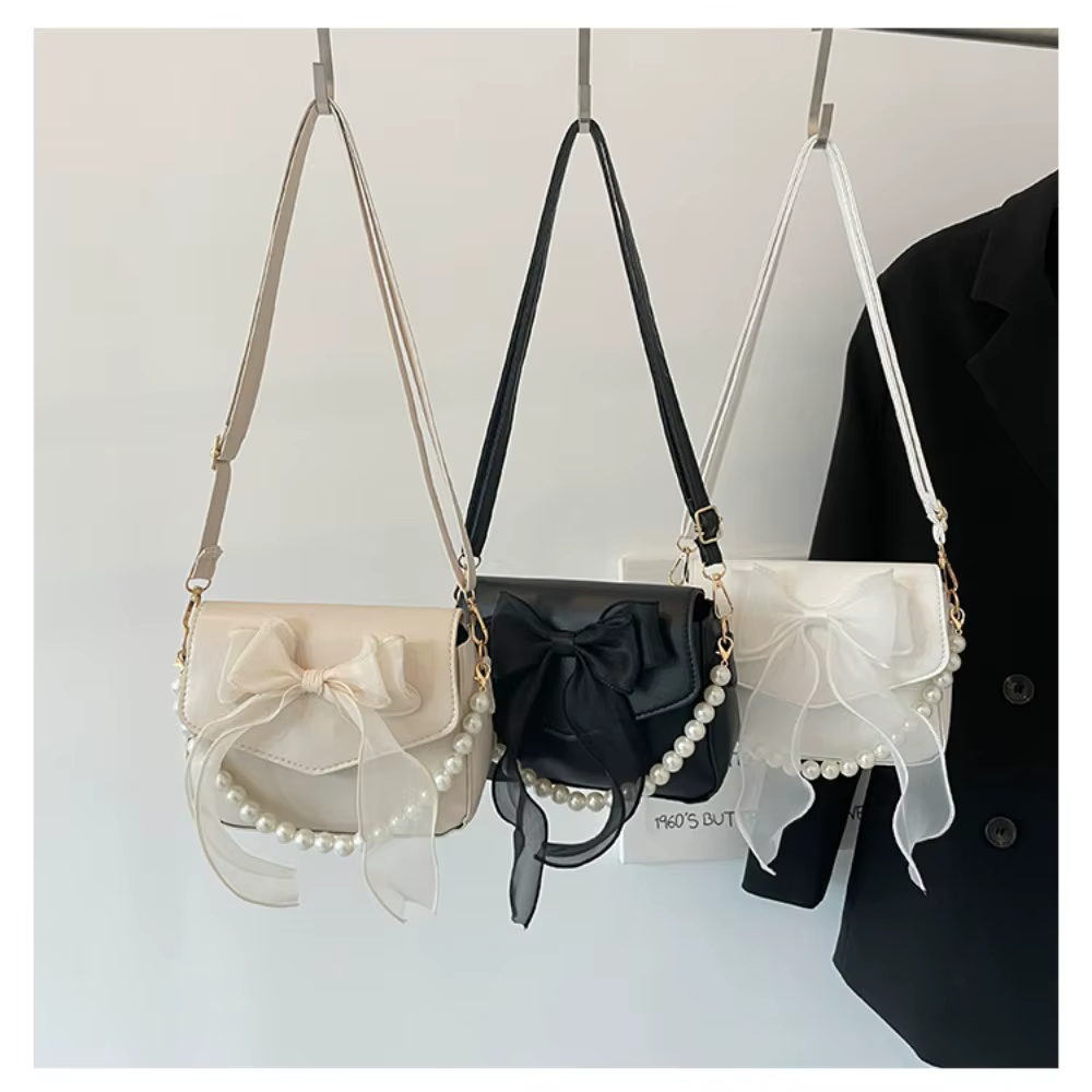 Sac à main en toile avec nœud papillon pour femme