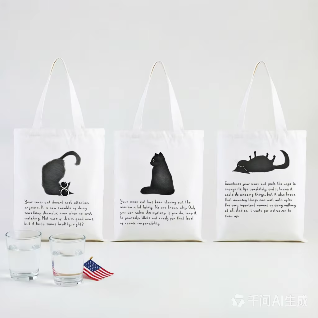 Sac à main pour femme motif chat noir mignon et paresseux